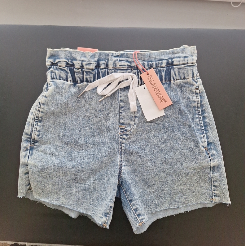 BLANKNYC Big Girls' Paperbag Waist Denim Shorts Blue Size 14